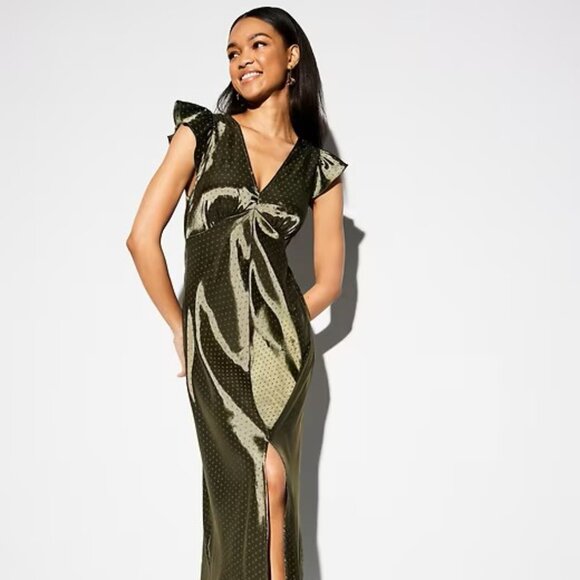 NWT The Occasion by Old Navy Flutter-Sleeve Satin Maxi Dress XXL Tall - Picture 1 of 7